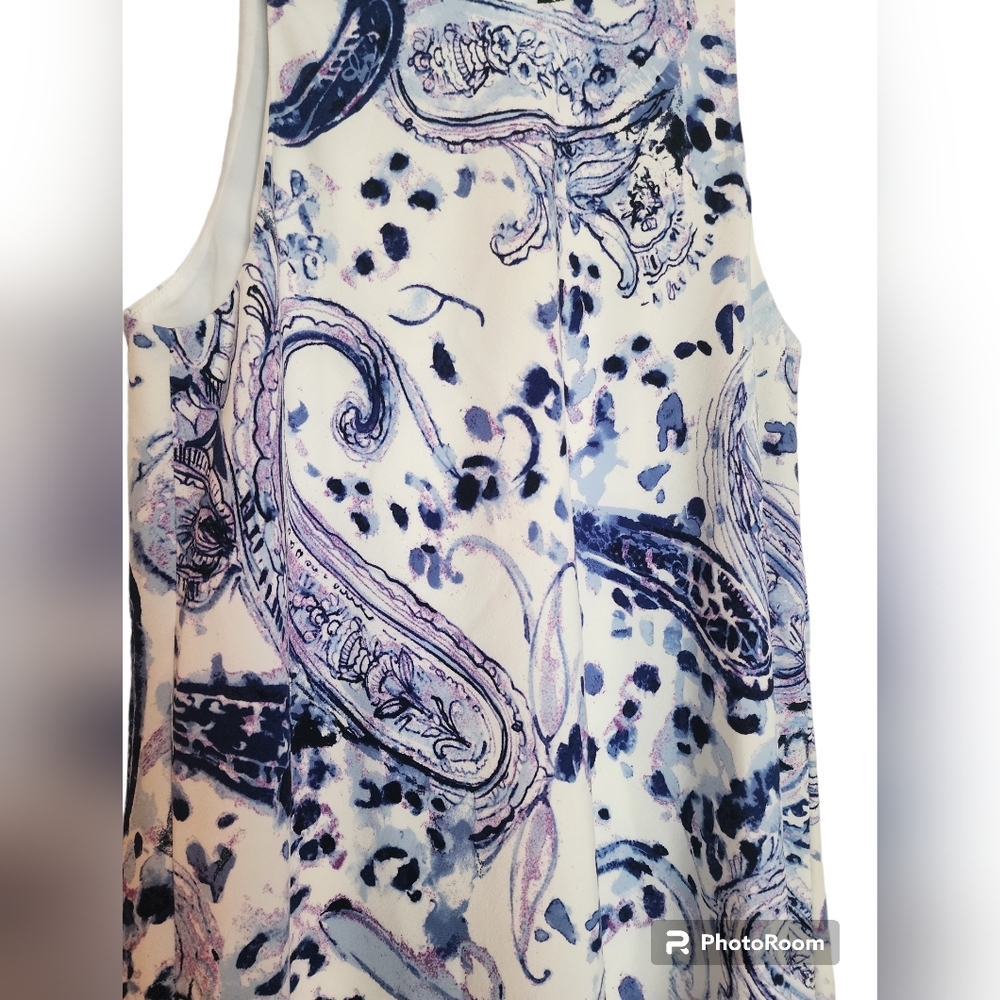 Nwt Lauren Ralph Lauren Blue White Paisley Print Sleeveless A line Dress SZ 14 - Picture 5 of 6